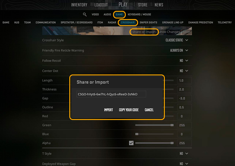 Pink crosshair in CS2: Import codes and visibility setup - Фото 1